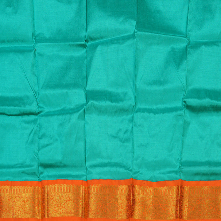 Hayagrivas Bright Teal Pattu Pavadai with Orange contrast KBE1147I14-13