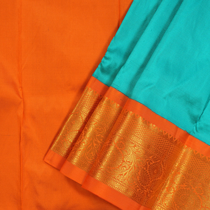 Hayagrivas Bright Teal Pattu Pavadai with Orange contrast KBE1147I14-13