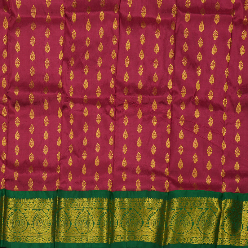 Hayagrivas Kum Kum Maroon Pattu Pavadai with Bottle Green contrast KBE1147I15-11