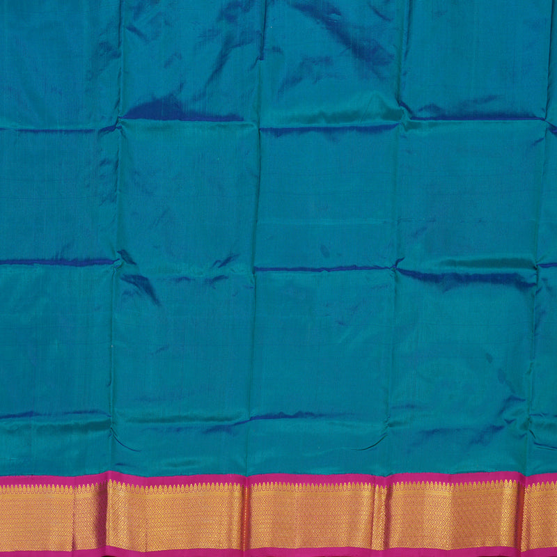 Hayagrivas Handloom Rama Blue Kanjivaram Silk Pattu Pavadai with Rani Pink Border KBE1147I17-24