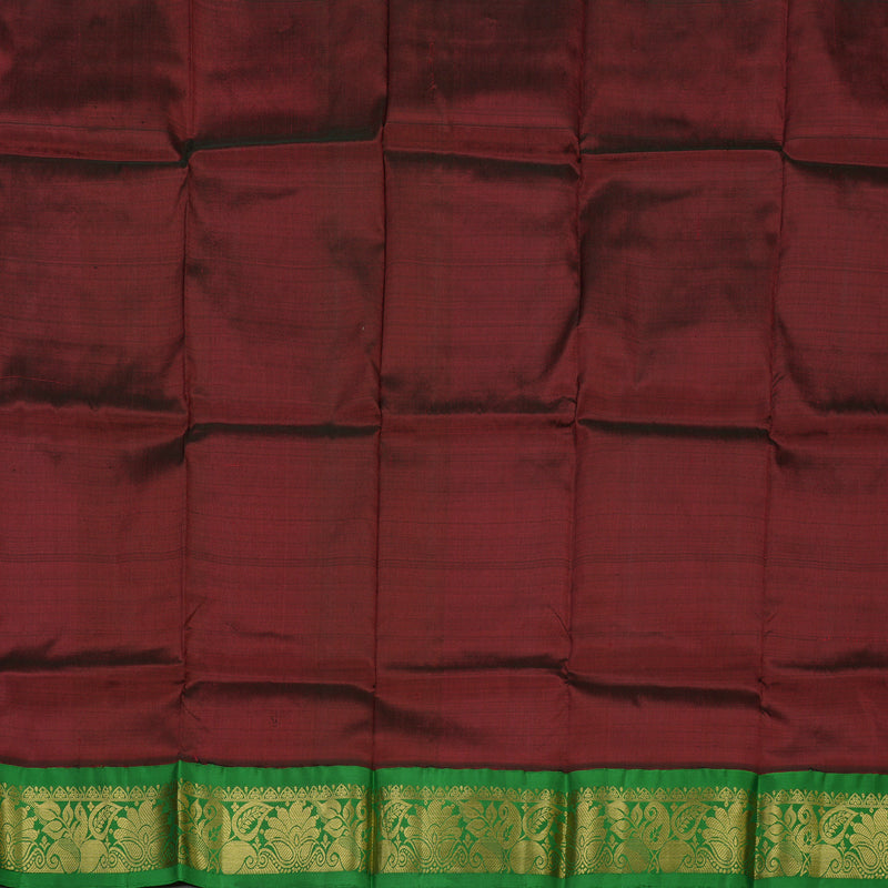 Hayagrivas Handloom Araku Maroon Kanjivaram Silk Pattu Pavadai with Green Border KBE1147I17-5