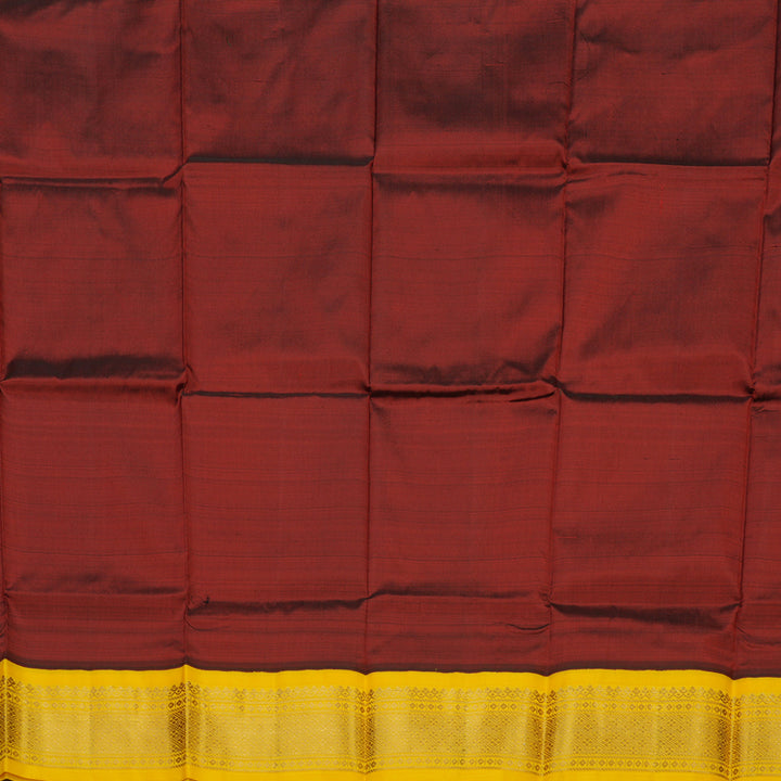 Hayagrivas Handloom Araku Maroon Kanjivaram Silk Pattu Pavadai with Yellow Border KBE1147I17-8