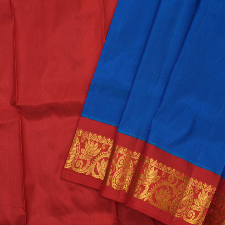 Hayagrivas Ananda Blue Kanjivaram Pattu Pavadai with Red border KBE1147I19-7