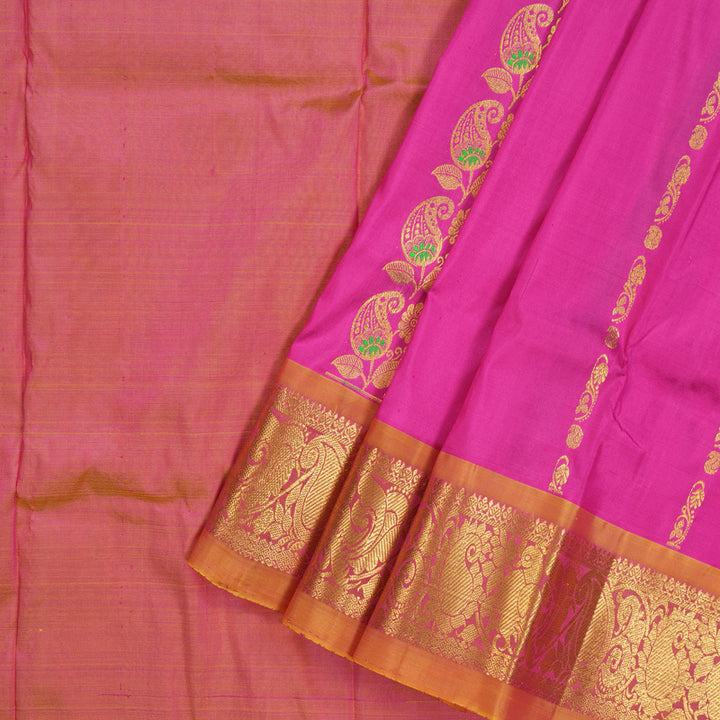 Hayagrivas Rani Pink Kanjivaram Pattu Pavadai with Golden Pink border KBE1147I2-3