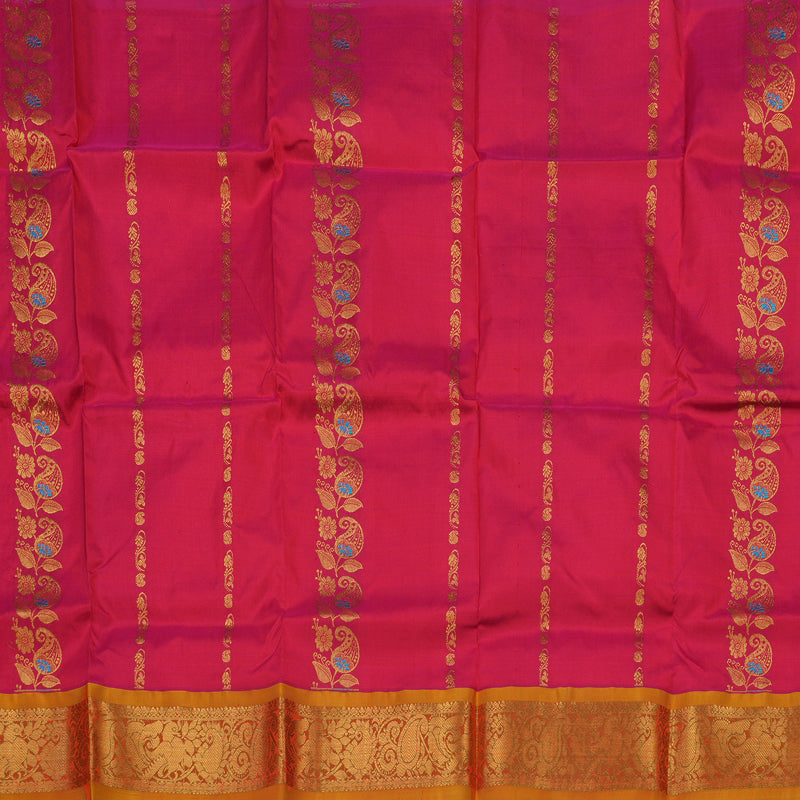 Hayagrivas Pink Kanjivaram Pattu Pavadai with Golden Orange Border KBE1147I2-6