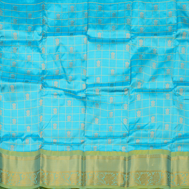Hayagrivas Sky Blue Kanjivaram Pattu Pavadai with Pista Green border KBE1147I4-2