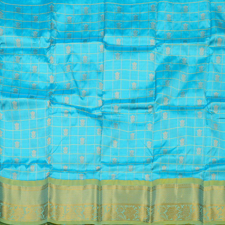 Hayagrivas Sky Blue Kanjivaram Pattu Pavadai with Pista Green border KBE1147I4-2