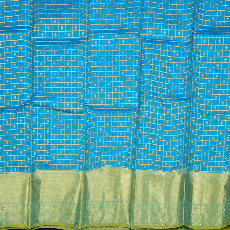 Hayagrivas Sky Blue Kanjivaram Pattu Pavadai with Pista Green border KBE1147I5-3