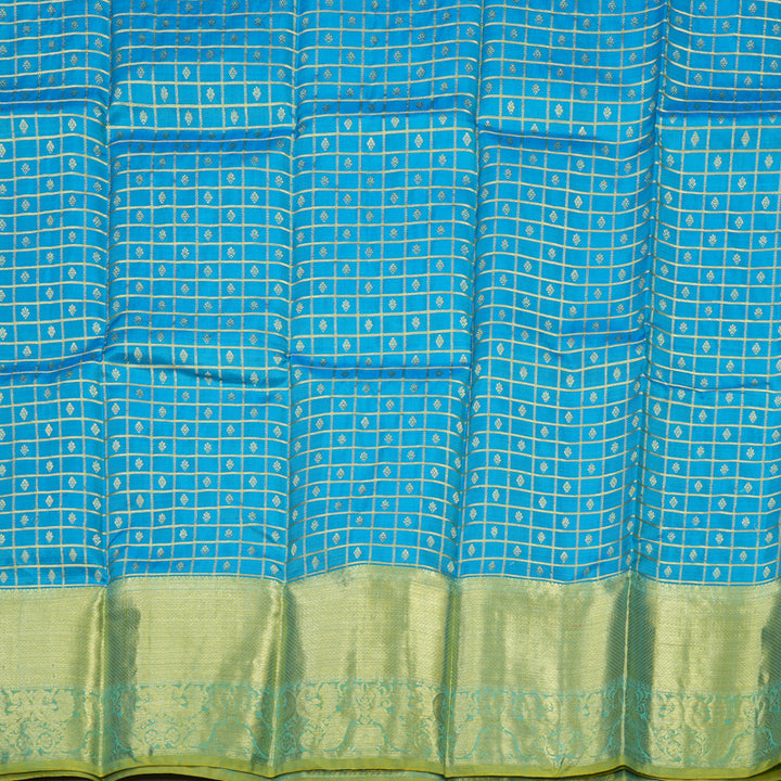 Hayagrivas Sky Blue Kanjivaram Pattu Pavadai with Pista Green border KBE1147I5-3