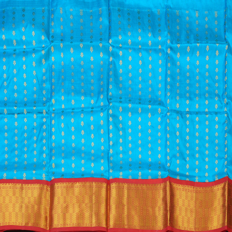 Hayagrivas Sky Blue Kanjivaram Pattu Pavadai with Red border KBE1147I6-2