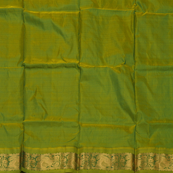 Hayagrivas Handloom Bottle Green Kanjivaram Silk Pattu Pavadai with Leaf Green Border KBE1147I7-4