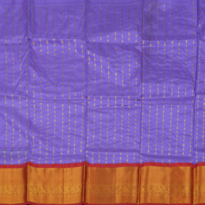 Hayagrivas Handloom Lavendar Kanjivaram Silk Pattu Pavadai with Red Border KBE1147I8-4