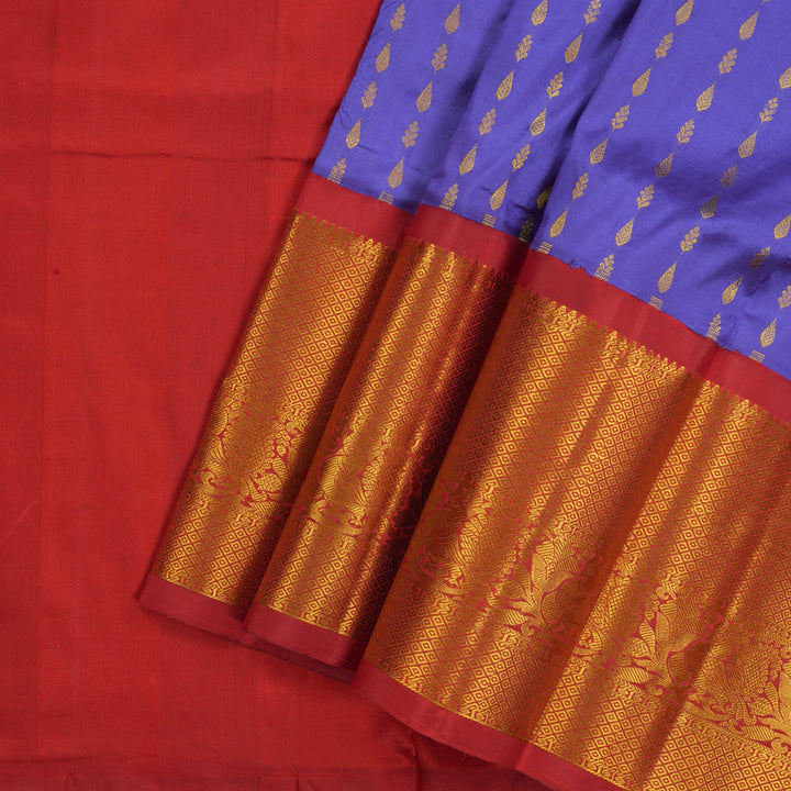 Hayagrivas Handloom Lavendar Kanjivaram Silk Pattu Pavadai with Red Border KBE1147I8-4