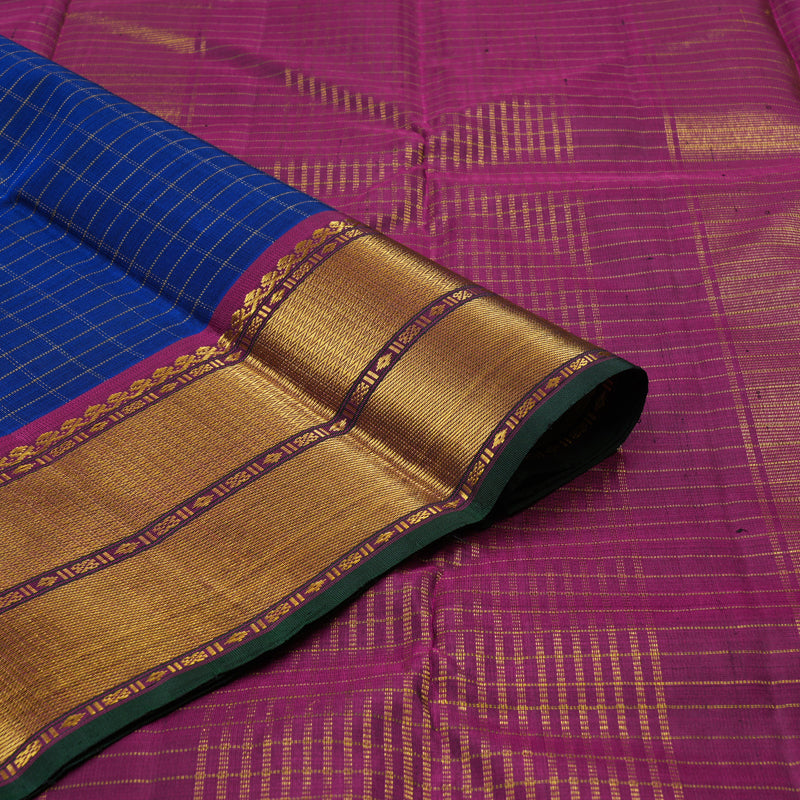 Hayagrivas Handloom Royal Blue Kanjivaram Silk Saree with Wine Purple Border KBE1149I13-1