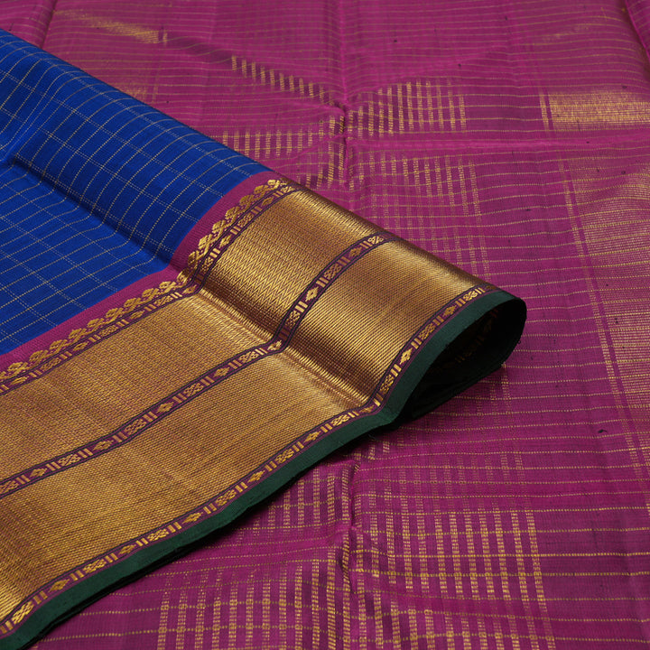 Hayagrivas Handloom Royal Blue Kanjivaram Silk Saree with Wine Purple Border KBE1149I13-1