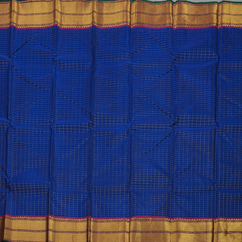 Hayagrivas Handloom Royal Blue Kanjivaram Silk Saree with Wine Purple Border KBE1149I13-1