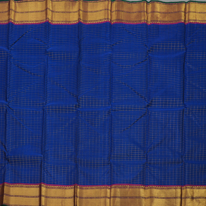 Hayagrivas Handloom Royal Blue Kanjivaram Silk Saree with Wine Purple Border KBE1149I13-1