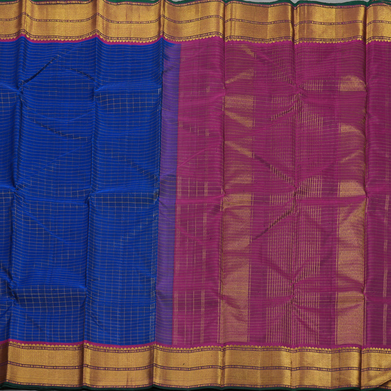 Hayagrivas Handloom Royal Blue Kanjivaram Silk Saree with Wine Purple Border KBE1149I13-1