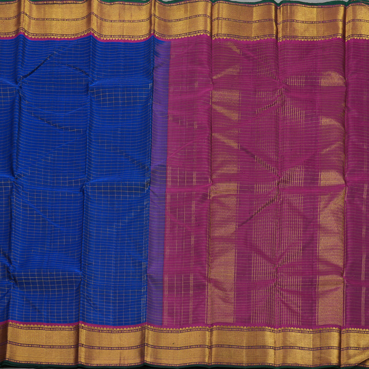 Hayagrivas Handloom Royal Blue Kanjivaram Silk Saree with Wine Purple Border KBE1149I13-1