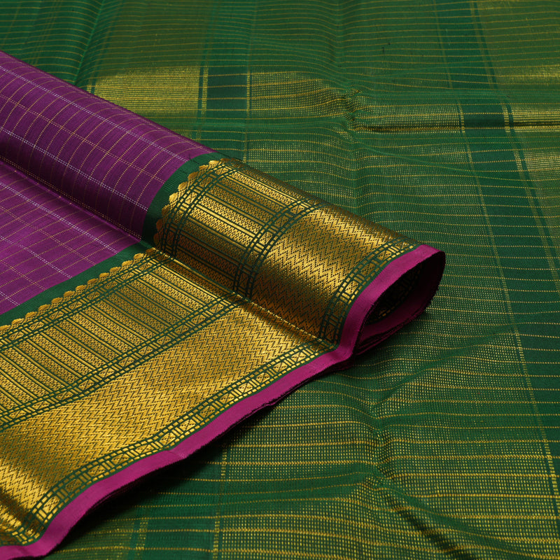 Hayagrivas Handloom Purple Kanjivaram Silk Saree with Bottle Green border KBE1149I13-3