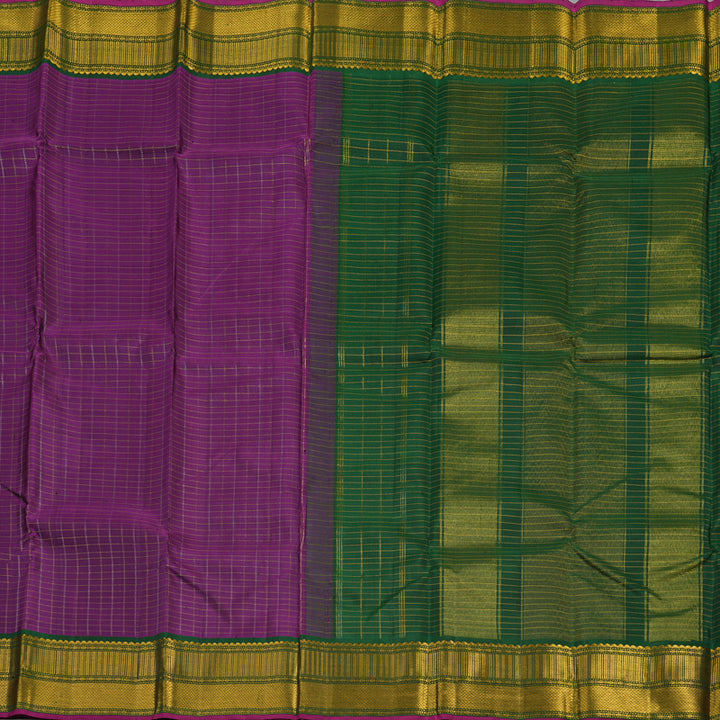 Hayagrivas Handloom Purple Kanjivaram Silk Saree with Bottle Green border KBE1149I13-3