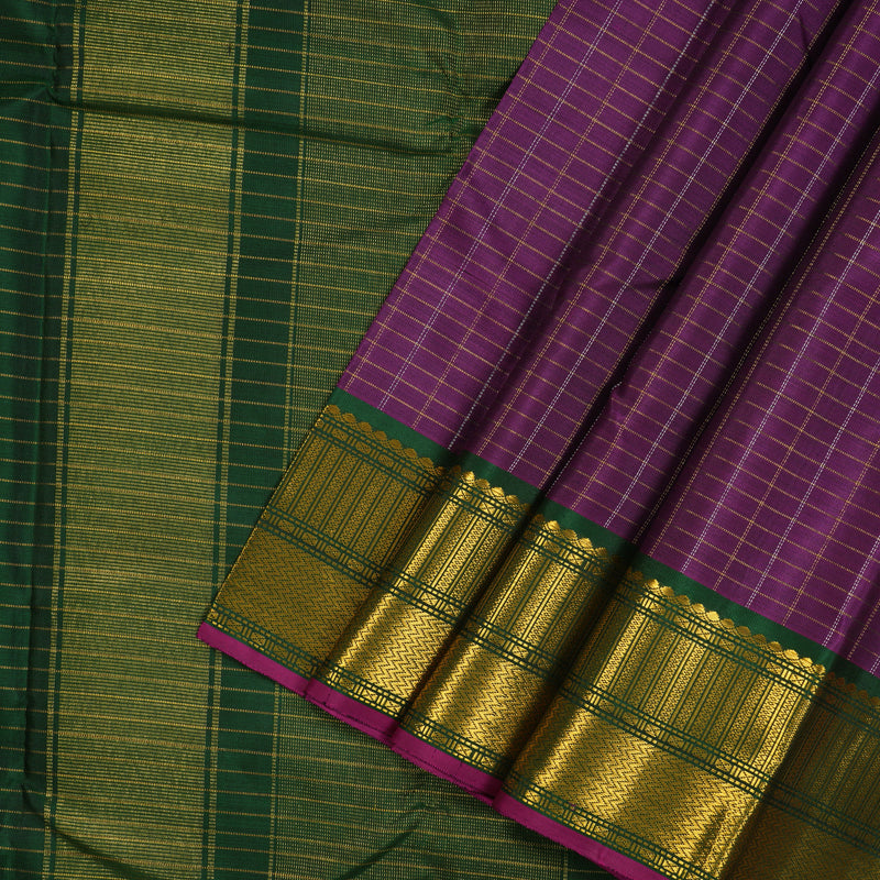 Hayagrivas Handloom Purple Kanjivaram Silk Saree with Bottle Green border KBE1149I13-3