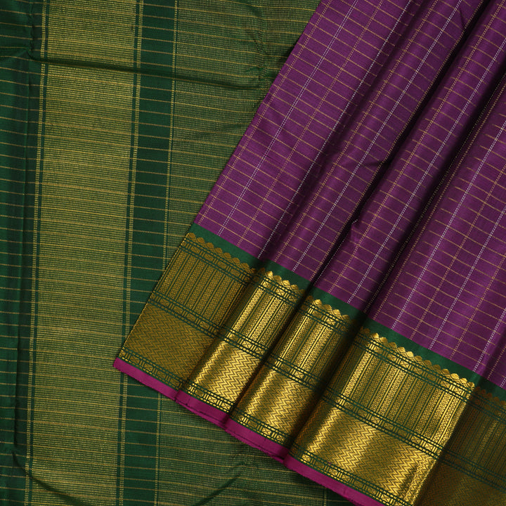Hayagrivas Handloom Purple Kanjivaram Silk Saree with Bottle Green border KBE1149I13-3
