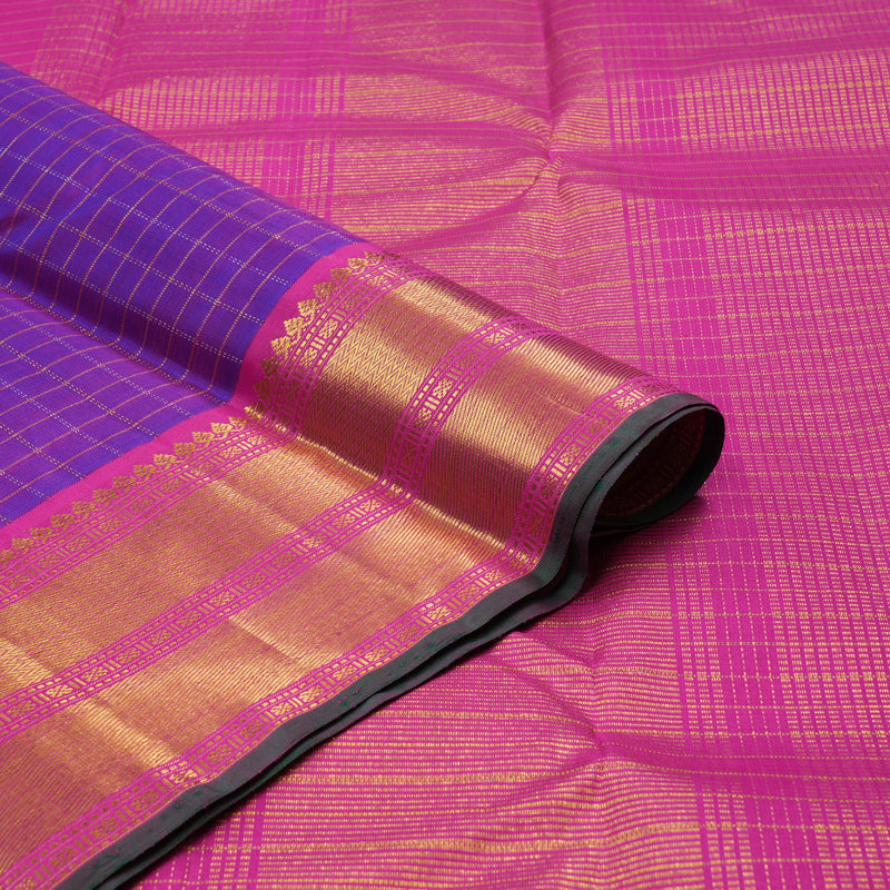 Hayagrivas Handloom Purple Kanjivaram Silk Saree with Rani Pink border KBE1149I13-4