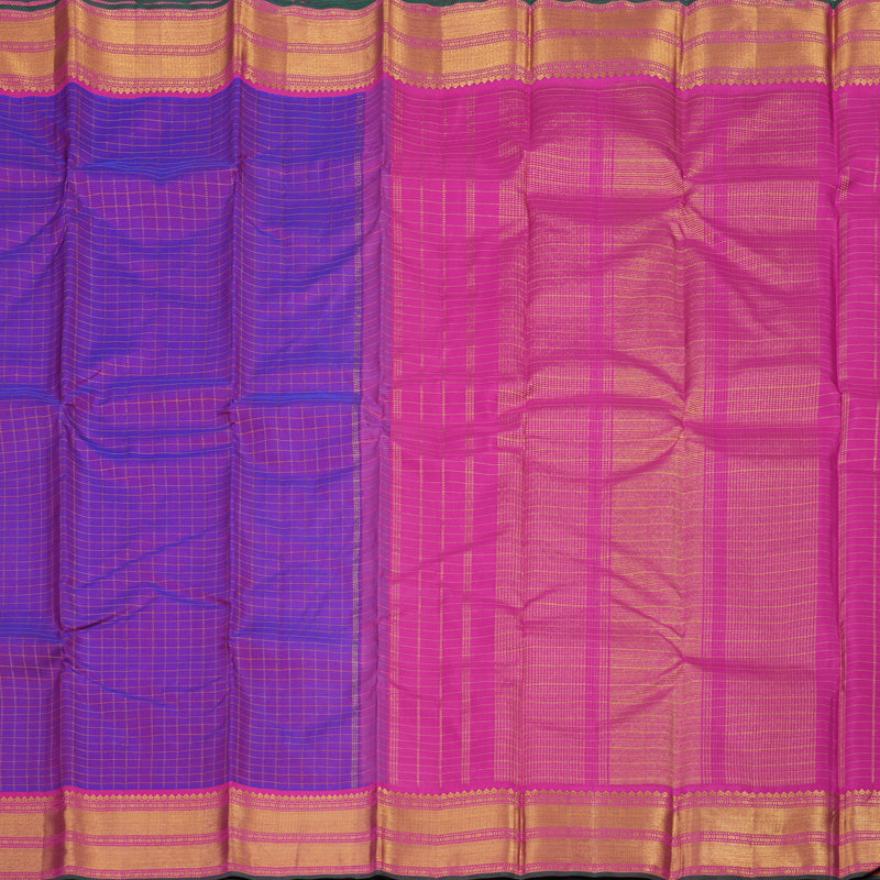 Hayagrivas Handloom Purple Kanjivaram Silk Saree with Rani Pink border KBE1149I13-4