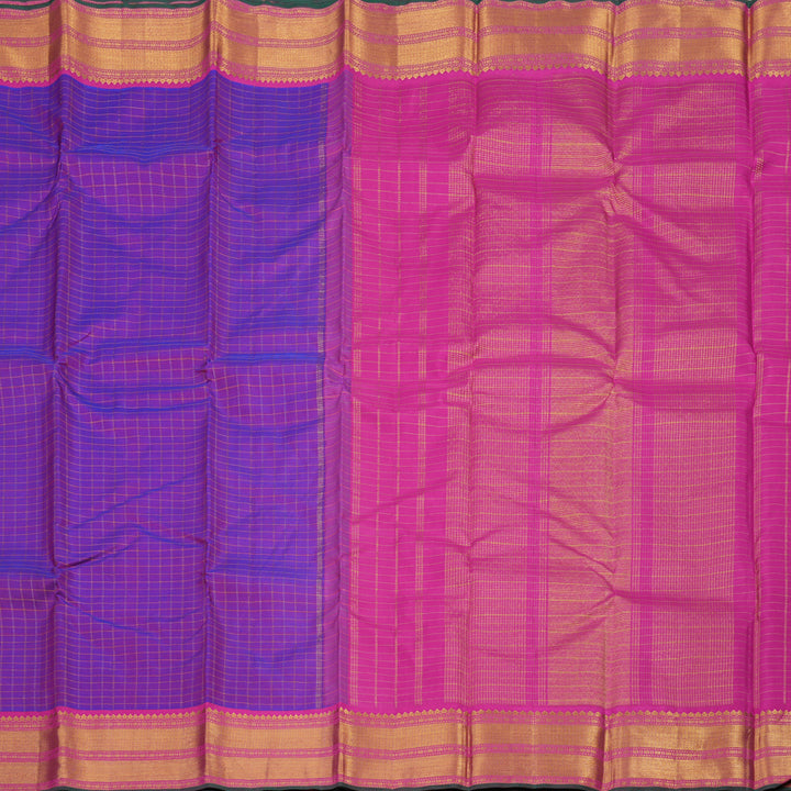 Hayagrivas Handloom Purple Kanjivaram Silk Saree with Rani Pink border KBE1149I13-4