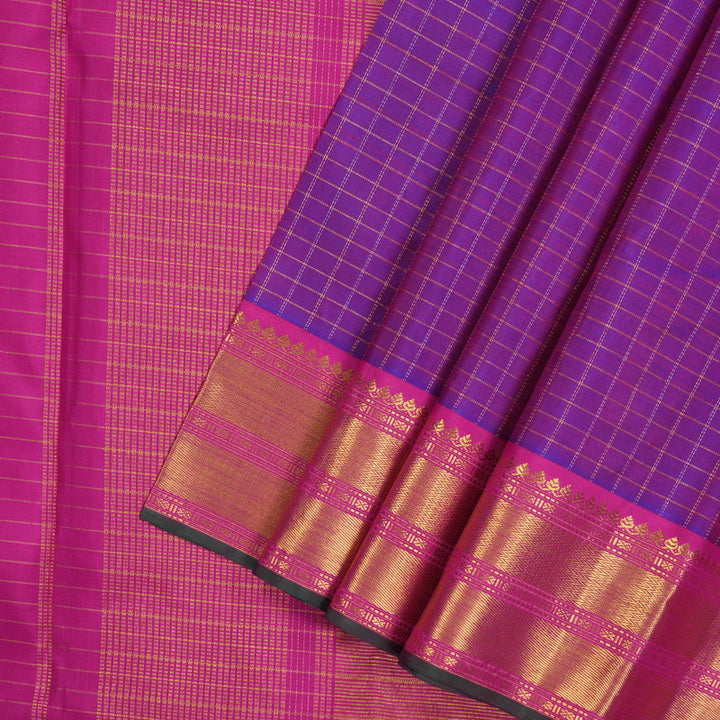 Hayagrivas Handloom Purple Kanjivaram Silk Saree with Rani Pink border KBE1149I13-4