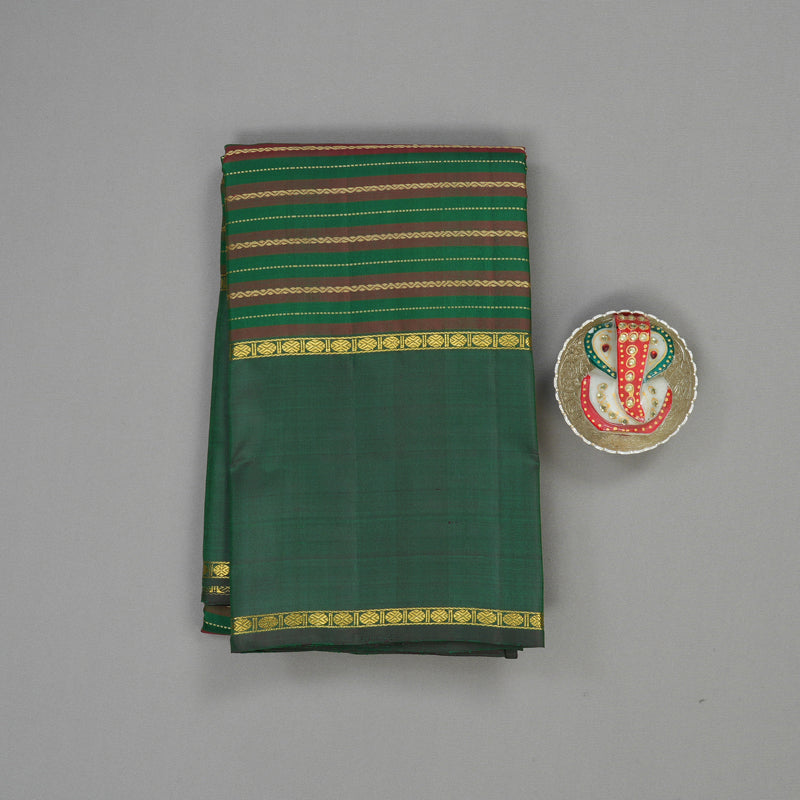 Hayagrivas Handloom Green & Maroon Kanjivaram Silk Saree with Bottle Green Border KBE1149I15-1