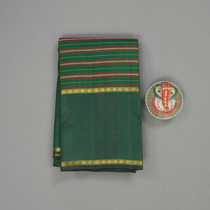 Hayagrivas Handloom Green & Maroon Kanjivaram Silk Saree with Bottle Green Border KBE1149I15-1