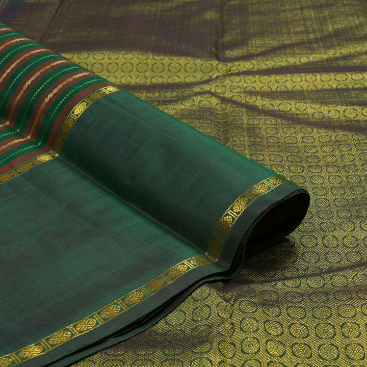 Hayagrivas Handloom Green & Maroon Kanjivaram Silk Saree with Bottle Green Border KBE1149I15-1