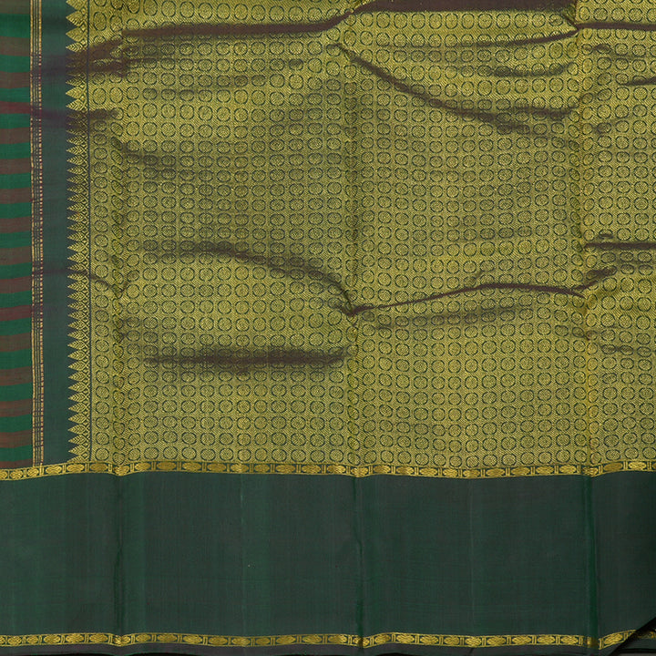 Hayagrivas Handloom Green & Maroon Kanjivaram Silk Saree with Bottle Green Border KBE1149I15-1