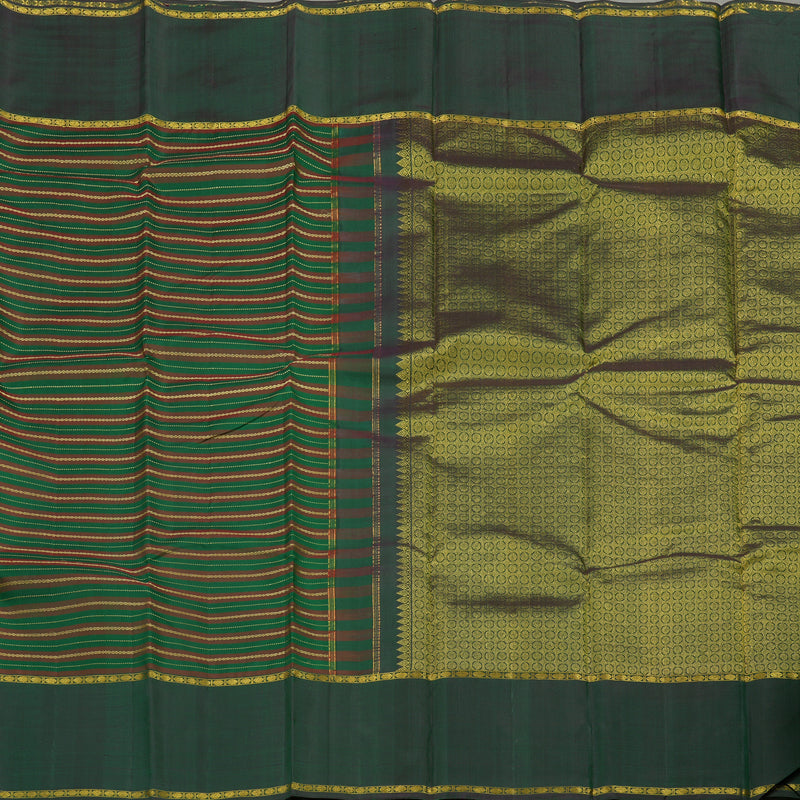 Hayagrivas Handloom Green & Maroon Kanjivaram Silk Saree with Bottle Green Border KBE1149I15-1