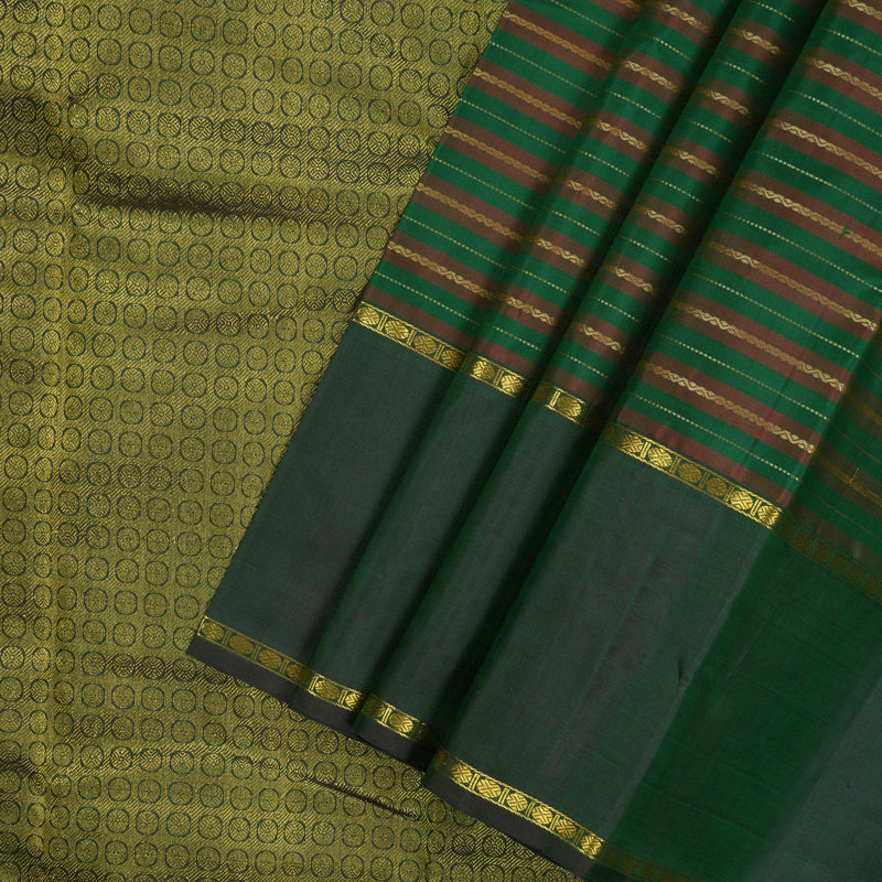 Hayagrivas Handloom Green & Maroon Kanjivaram Silk Saree with Bottle Green Border KBE1149I15-1