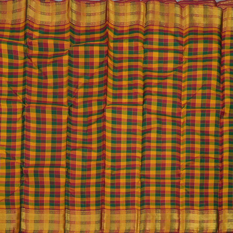 Hayagrivas Handloom Multicolour Checks Kanjivaram Silk Saree KBE1149I3-1