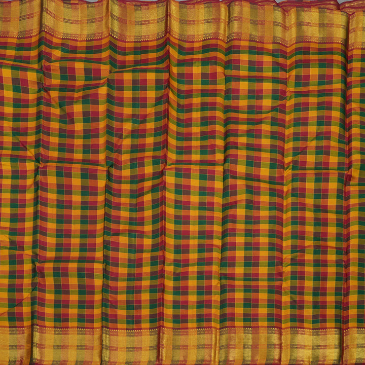 Hayagrivas Handloom Multicolour Checks Kanjivaram Silk Saree KBE1149I3-1