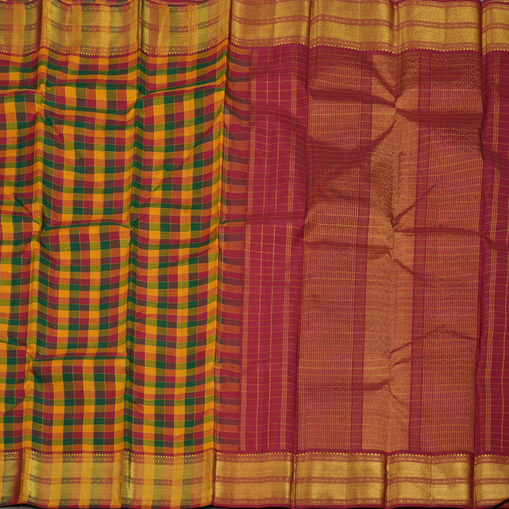 Hayagrivas Handloom Multicolour Checks Kanjivaram Silk Saree KBE1149I3-1