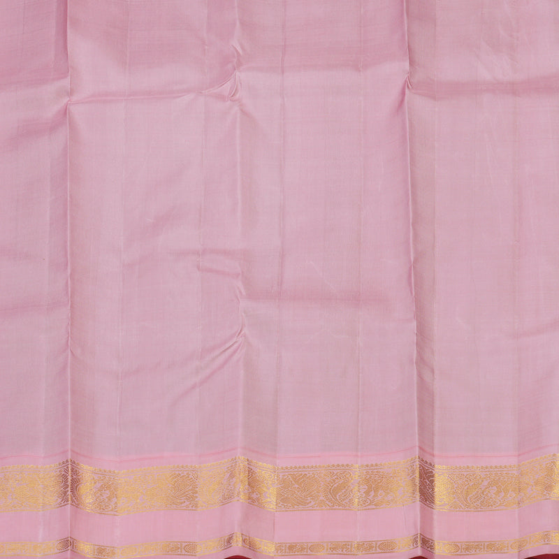 Hayagrivas Handloom Bottle Green Kanjivaram Silk Saree with Baby Pink Border KBE1156I5-1