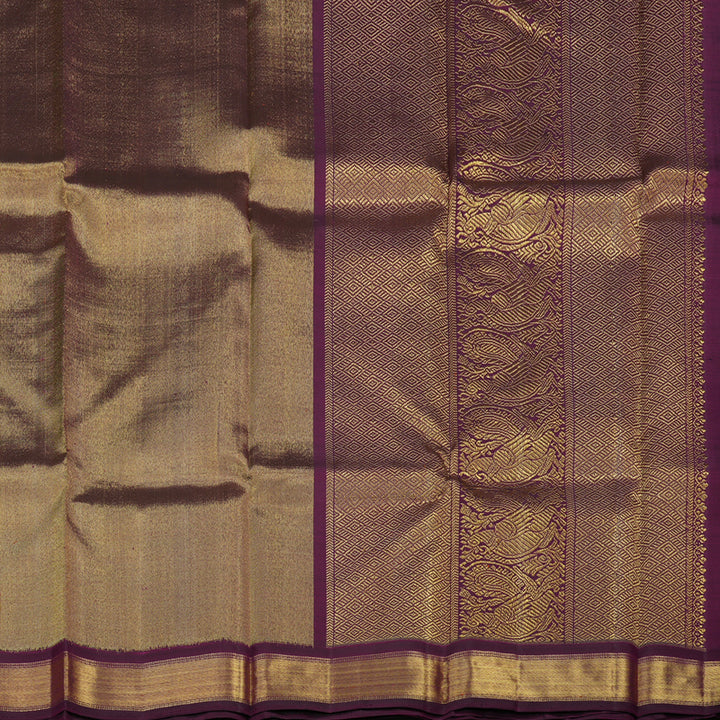 Hayagrivas Handloom Korvai Kanjivaram Silk Saree in Gold & Plum Purple KBE1157I1-1