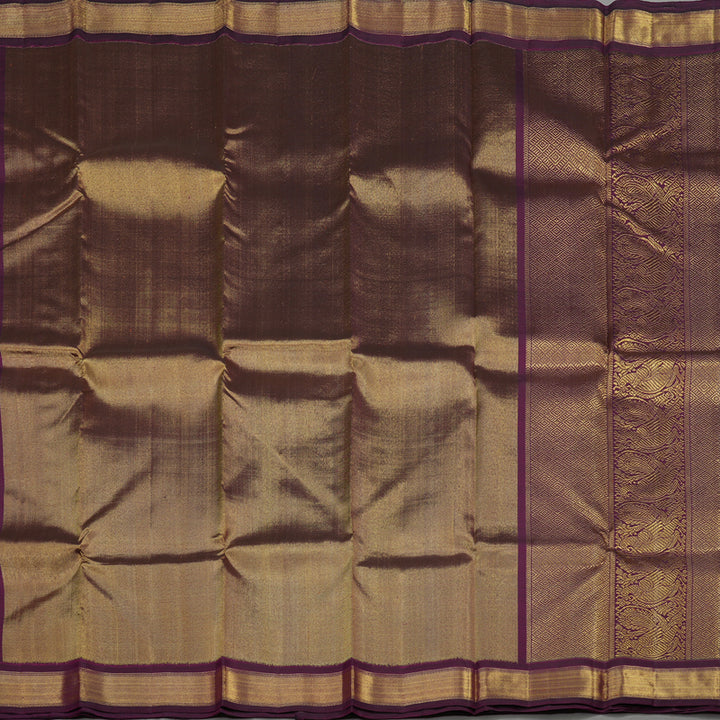 Hayagrivas Handloom Korvai Kanjivaram Silk Saree in Gold & Plum Purple KBE1157I1-1