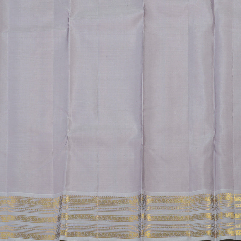 Hayagrivas Handloom Fanta Orange Kanjivaram Silk Saree with Bluish Grey Border KBE1158I8-1