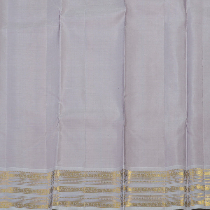 Hayagrivas Handloom Fanta Orange Kanjivaram Silk Saree with Bluish Grey Border KBE1158I8-1