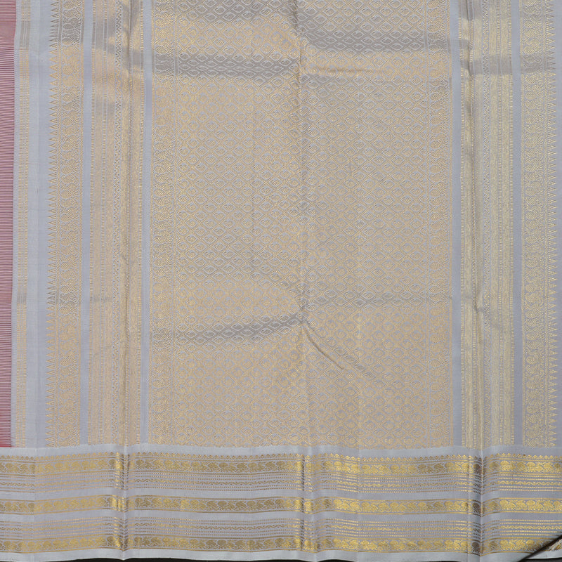 Hayagrivas Handloom Fanta Orange Kanjivaram Silk Saree with Bluish Grey Border KBE1158I8-1