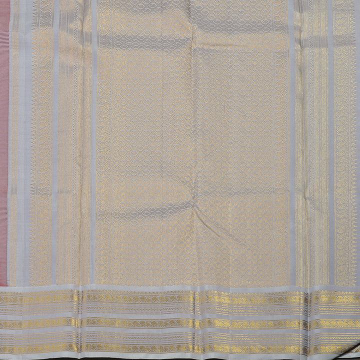 Hayagrivas Handloom Fanta Orange Kanjivaram Silk Saree with Bluish Grey Border KBE1158I8-1