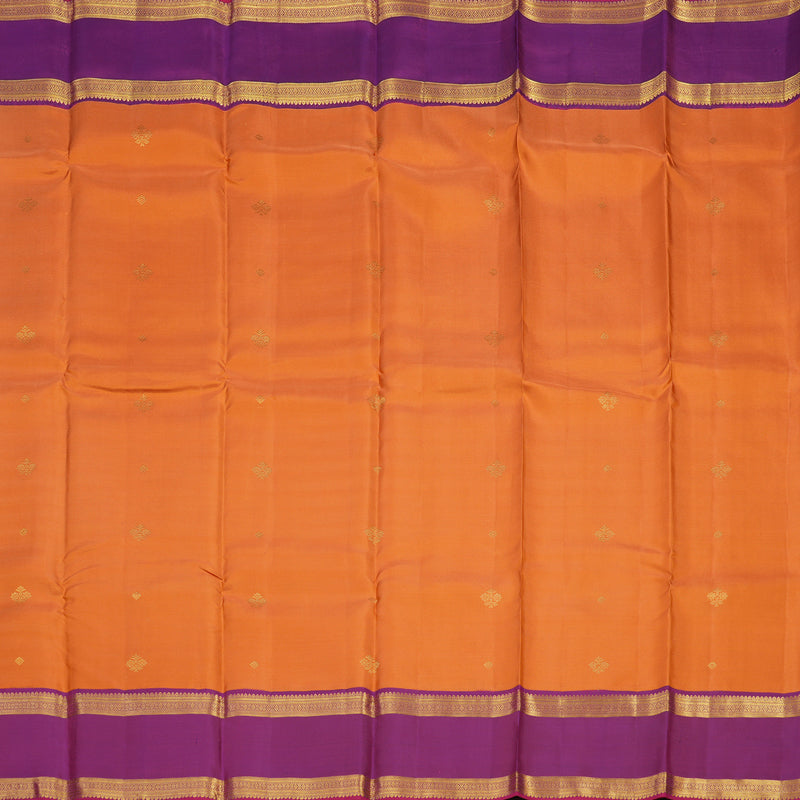 Hayagrivas Handloom Orange Kanjivaram Silk Saree with Purple Border KBE1160I17-2