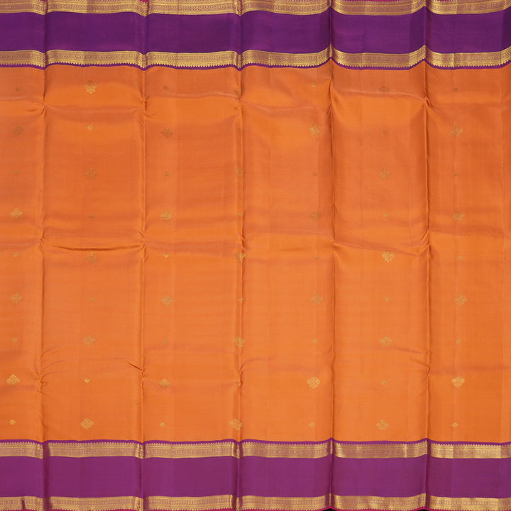 Hayagrivas Handloom Orange Kanjivaram Silk Saree with Purple Border KBE1160I17-2