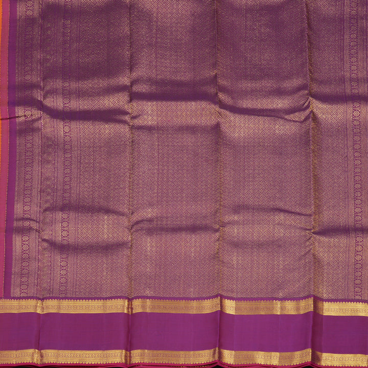 Hayagrivas Handloom Orange Kanjivaram Silk Saree with Purple Border KBE1160I17-2